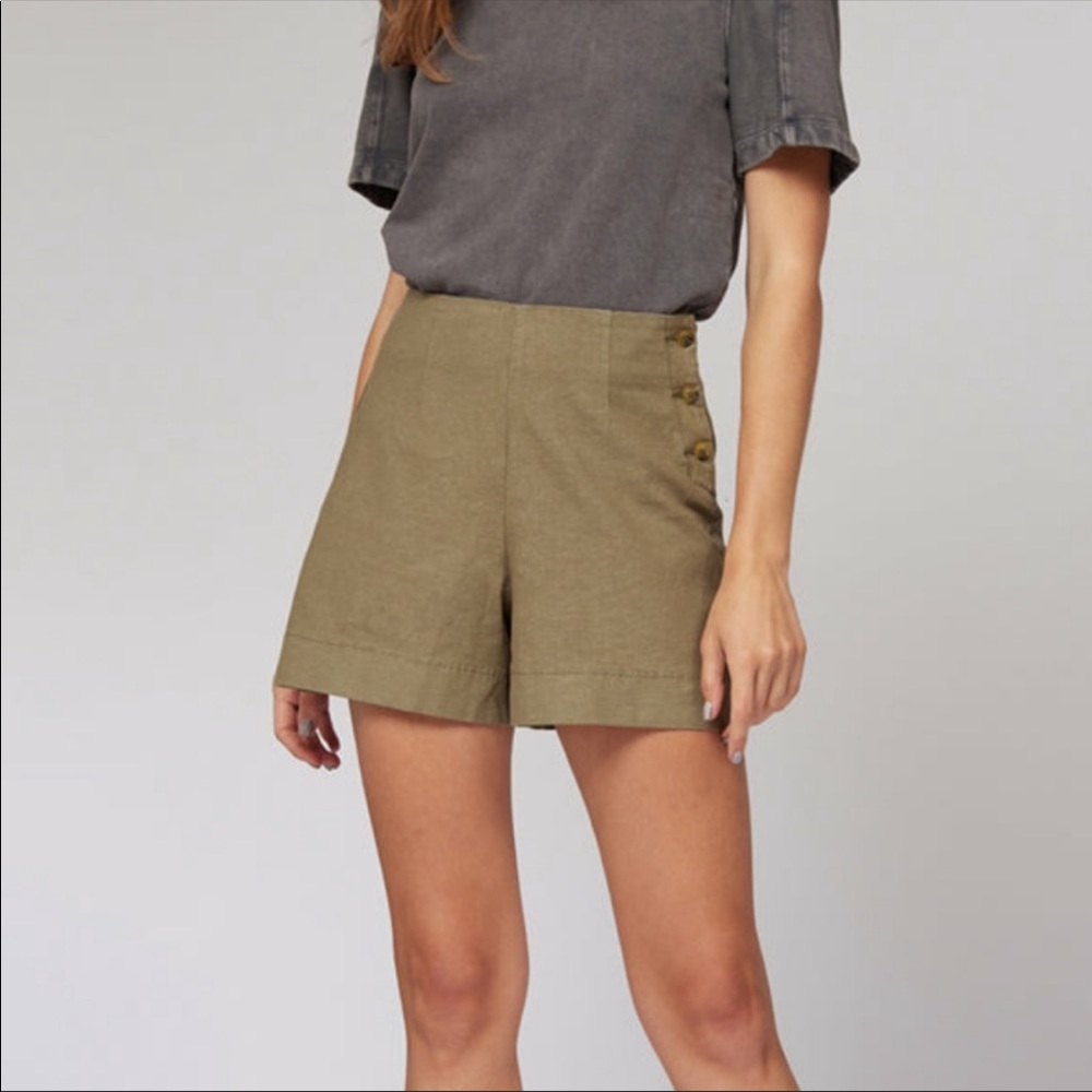 Lila Ryan Capulet Olive Green Hayden Side Button High Rise Shorts 4